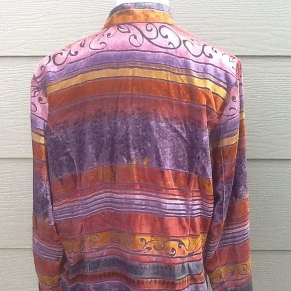 Coldwater Creek Sz S Open Jacket Velour Colorful - Picture 3 of 4
